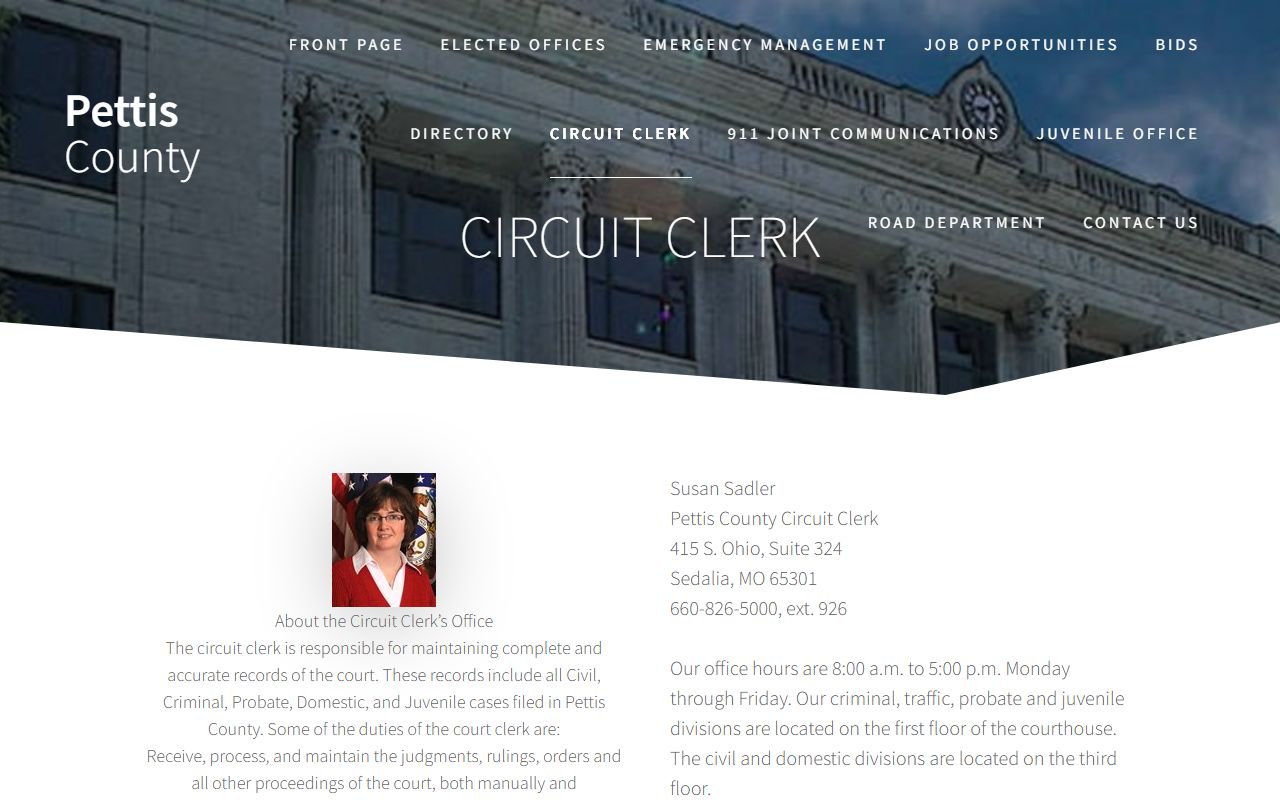 Pettis County court records after jail arrest circuit clerk page