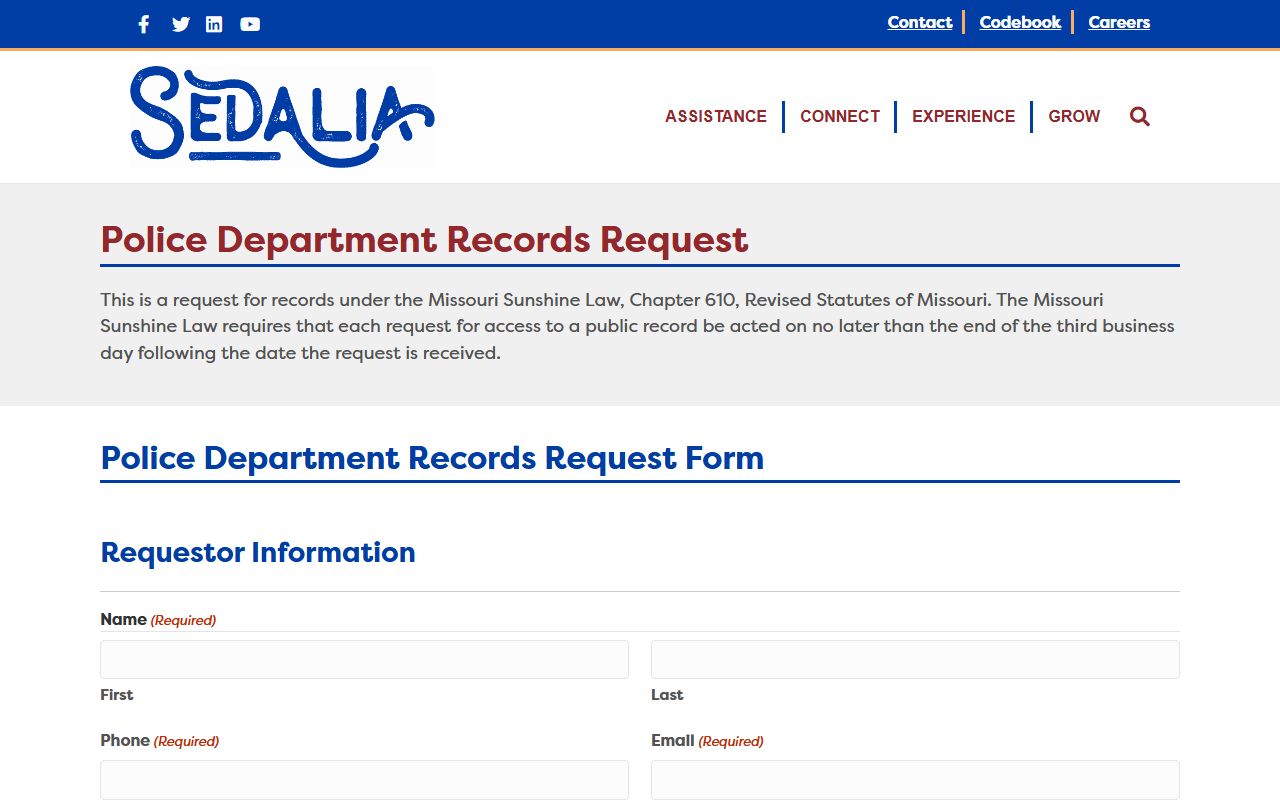 Pettis County jail mugshots Sedalia Police records request